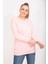 Kadın Pembe Pamuklu Kumaş Taş ve Baskı Detaylı Sweatshirt 65N35482 1