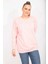 Kadın Pembe Pamuklu Kumaş Taş ve Baskı Detaylı Sweatshirt 65N35482 2