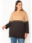 Kadın Camel Baskı ve Cep Detaylı Renk Kombinli Sweatshirt 65N28014 3