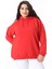 Kadın Büyük Beden Kırmızı Içi Şardonlu Kapşonlu Arka Baskılı Sweatshirt 65N38614 2