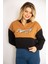 Kadın Taba Içi Şardonlu 3 Iplik Yaka Fermuarlı Iki Renkli Sweatshirt 65N35066 5