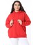 Kadın Büyük Beden Kırmızı Içi Şardonlu Kapşonlu Arka Baskılı Sweatshirt 65N38614 4