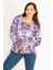 Kadın Mor Batik Baskılı Sweatshirt 65N34770 3