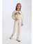 Kız Çocuk Relax Fit Bisiklet Yaka Baskılı İçi Yumuşak Tüylü Sweatshirt D7042A824WN 3