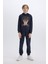 Erkek Çocuk 2'li Takım Kapüşonlu Baskılı Sweatshirt Beli Paçası Lastikli Eşofman Altı B0410A824CW 2