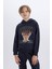 Erkek Çocuk 2'li Takım Kapüşonlu Baskılı Sweatshirt Beli Paçası Lastikli Eşofman Altı B0410A824CW 3