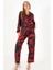 Red Flowers Uzun Kollu Kadın Pijama Takım 1