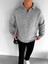 Erkek Oversize Dokulu Kazak Gri 5