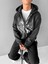 Erkek Oversize Baskılı Kapüşonlu Fermuarlı Sweatshirt Siyah 2