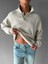 Unisex Polo Yaka Yumuşak Dokulu Oversize Kazak Taş 2