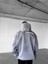 Erkek Oversize Savage Baskılı Premium Kapüşonlu Sweatshirt Gri 1
