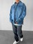 Erkek Oversize Önü Cepli Premium Denim Gömlek Mavi 2