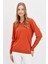 Polo Yaka Basıc Turuncu Kadın Kazak 23026-PY-2K5 1