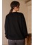 Taşlı Çiçek Desenli Siyah Kadın Sweatshirt 5500-2K5 5