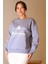 Bisiklet Yaka Mavi Kadın Sweatshirt W0011203-2K5 2