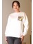 Zebra Baskılı Taşlı Ekru Kadın Sweatshirt 5590-2K5 1