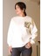 Zebra Baskılı Taşlı Ekru Kadın Sweatshirt 5590-2K5 2