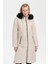 Kapüşonlu Kürklü Uzun Bej Kadın Mont 23404-2K5 2