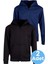 Çocuk Unisex Pamuklu Kapüşonlu Fermuarlı Sweatshirt 2'li Set 1