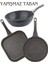 Granit Wok Tava + 2'li Frapan Kare Tava Seti (28 cm Grill, 26CM )- Gri 1