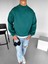 Erkek Rahat Kalıp Basic Uzun Kollu Sweatshirt Yeşil 1