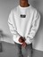 Erkek Oversize Patrón Baskılı Premium Sweatshirt Ekru 4