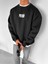 Erkek Oversize Patrón Baskılı Premium Sweatshirt Siyah 2