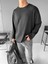 Erkek Oversize Basic Uzun Kollu Sweatshirt Siyah 2