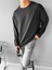 Erkek Oversize Basic Uzun Kollu Sweatshirt Siyah 3