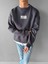 Erkek Oversize Patrón Baskılı Premium Sweatshirt Antrasit 1