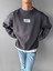 Erkek Oversize Patrón Baskılı Premium Sweatshirt Antrasit 3
