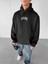 Erkek Oversize Hype Baskılı Premium Kapüşonlu Sweatshirt Siyah 2