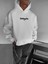 Erkek Oversize Dimension Baskılı Premium Kapüşonlu Sweatshirt Ekru Siyah 2