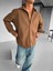Erkek Oversize Basic Uzun Kollu Kaşe Gömlek Taba 2