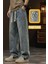 Reax Streetwear Beli Lastikli Ipli Düz Paça Rahat Kesim Erkek Jean Pantolon 2