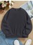 Oversize Bisiklet Yaka Basic Düz Sweatshirt - Füme 1