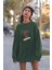 Genç Kadın Naturel Watercolor Lale Baskılı Oversize Sweatshirt 22722 1