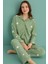 Kadın Uzun Kol Önden Düğmeli Buklet Mint Pijama Takım C1T1N4O01-13 1
