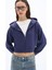 Zipper - Relaxed Fit Tam Boy Fermuarlı Kapüşonlu 3 Iplik Premium Örme Kumaş Lacivert Sweatshirt 1