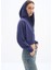 Zipper - Relaxed Fit Tam Boy Fermuarlı Kapüşonlu 3 Iplik Premium Örme Kumaş Lacivert Sweatshirt 2