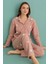 Kadın Uzun Kol Önden Düğmeli Buklet Pudra Pijama Takım C1T1N4O01-10 1