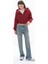 Zipper - Relaxed Fit Tam Boy Fermuarlı Kapüşonlu 3 Iplik Premium Örme Kumaş Bordo Sweatshirt 1