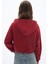 Zipper - Relaxed Fit Tam Boy Fermuarlı Kapüşonlu 3 Iplik Premium Örme Kumaş Bordo Sweatshirt 5