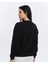 Kadife Ayıcıklar Desenli Siyah Yumuşak Dokulu Regular Fit Bisiklet Yaka Kadın Sweatshirt 5