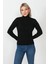 Kadın Siyah Kaşkorse Fitlli Balıkçı Yaka Boğazlı Kazak 4