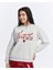 Kadife Love Yourself Desenli Gri Melanj Yumuşak Dokulu Regular Fit Bisiklet Yaka Kadın Sweatshirt 1