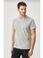 Erkek %100 Pamuk Slim Fit Dar Kesim Bisiklet Yaka Kısa Kollu Gri 2
