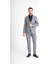 Slim Fit Yelekli Takım Elbise - Gri 4