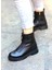 Bakü Gerçek Deri Siyah Fermuarlı Kadın Kauçuk Bot 1