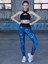 Mavi Geometrik Desen Spor Tayt 3